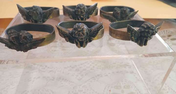 6 x Brass Angel Napkin Rings