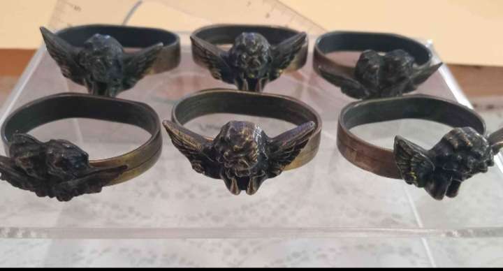 6 x Brass Angel Napkin Rings