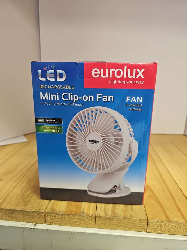 Eurolux Portable Rehargeable Usb Mini Clip On Fan