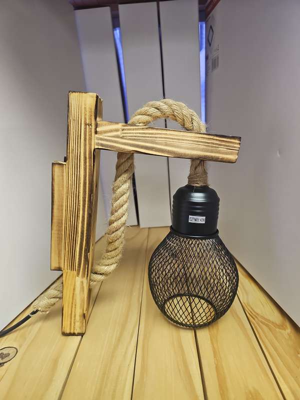 Vintage Industrial wood wall light with 9w bulb