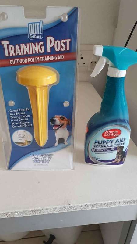 Training Post for potty training and Training spray