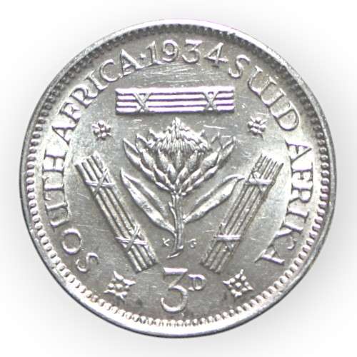 1934 Union of South Africa Three Pence - Stunning coin!