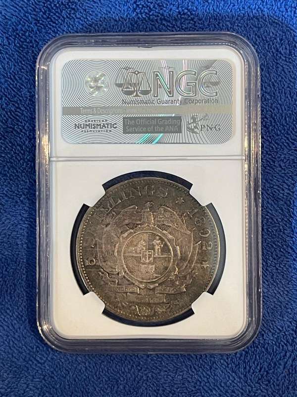 1892 ZAR - South Africa Single Shaft 5S / Crown - NGC Graded AU55!
