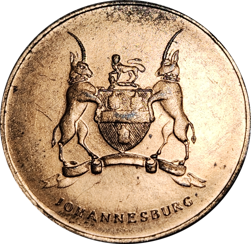 5 (FIVE) YEAR (x2) -  Republic of South Africa -  Commemoration Medallion - Johannesburg -Lovely RED