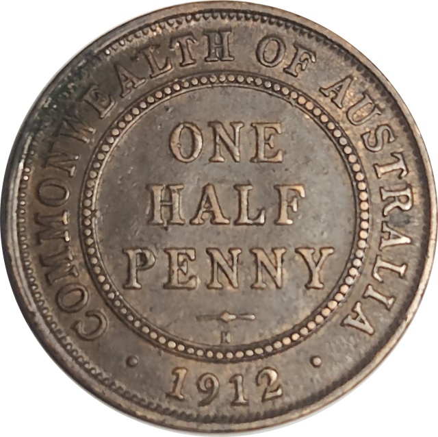 1/2 (ONE HALF) PENNY - 1912 - Australia  "H" Heaton and Sons