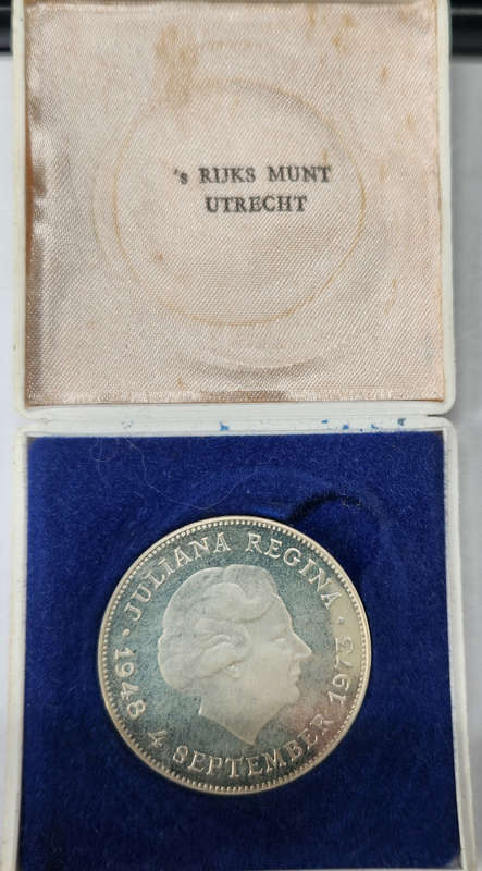 10 (TEN) GULDEN - 1973 - Nederland (Netherlands) PROOF Coin - Juliana Anniversary of Reign