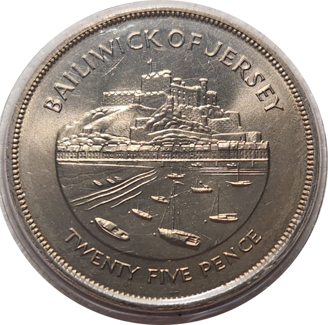 25 (TWENTY FIVE) PENCE - ISLE (Bailiwick) of JERSEY - 1977 in PL(Proof Like) - Sealed in Plastic Cap
