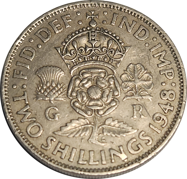 2 (TWO) Shillings - 1948 - George VI with 'IND:IMP'