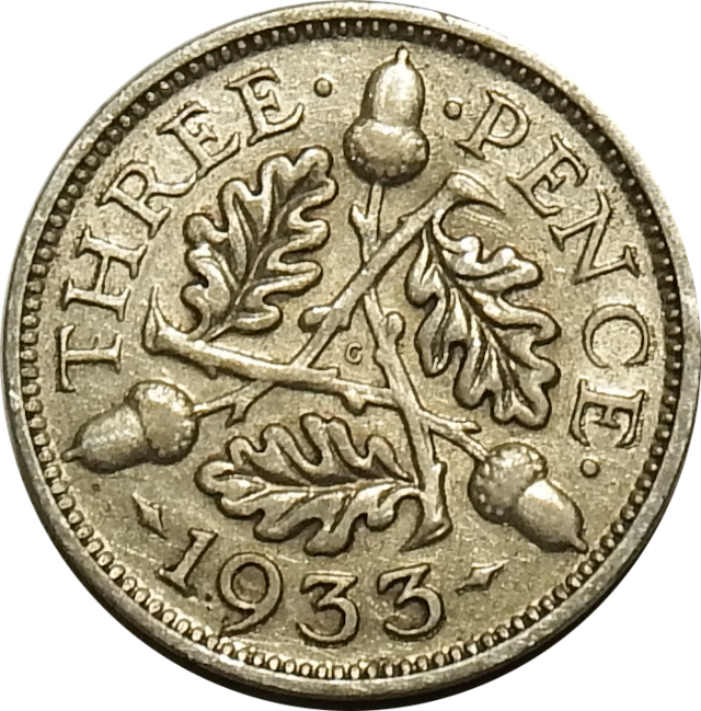 3 (THREE) PENCE - 1933 -  George V - 4th Issue - United Kingdom, British Overseas Territories