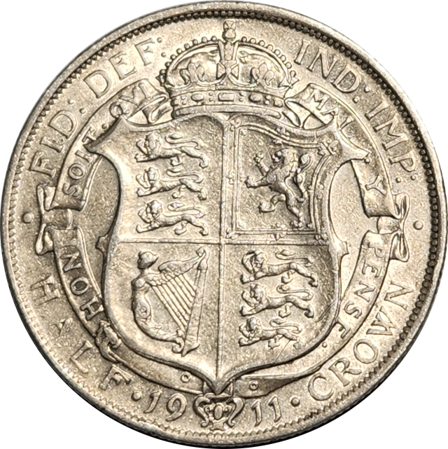 ½ (HALF) CROWN - 1911 - George V - 1st type - Silver (.925) - Great coin !!!!