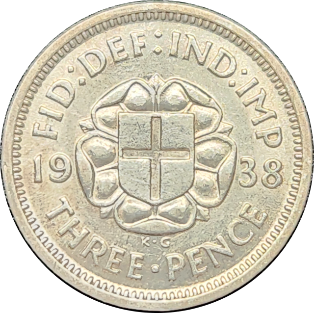 3d (THREE) Pence "Thruppence"  1938  - Great Coin !