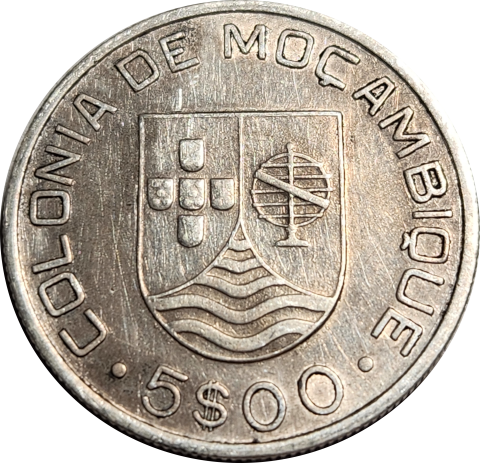 5 (FIVE) ESCUDOS - 1935 - MOZAMBIQUE - Very Good coin !