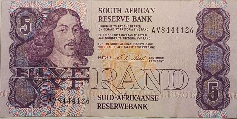 5 (FIVE) RAND - CL Stals - AV 8444126 - Very GOOD Note !