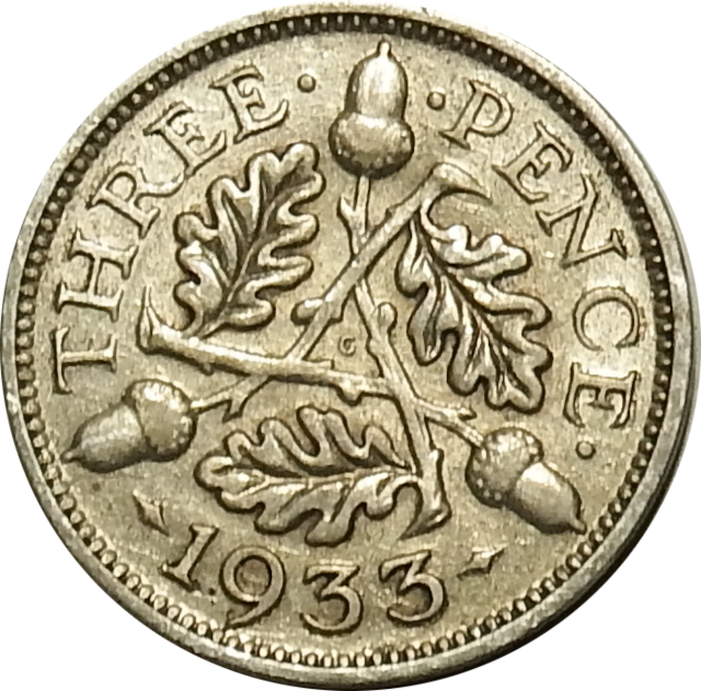 3 (THREE) PENCE - 1933 -  George V - 4th Issue - United Kingdom, British Overseas Territories