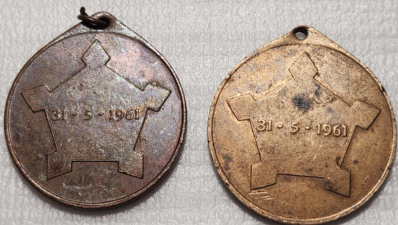 x2 - 31-5-1961 - FORMATION of the Republic of South Africa - Bronze Medallions