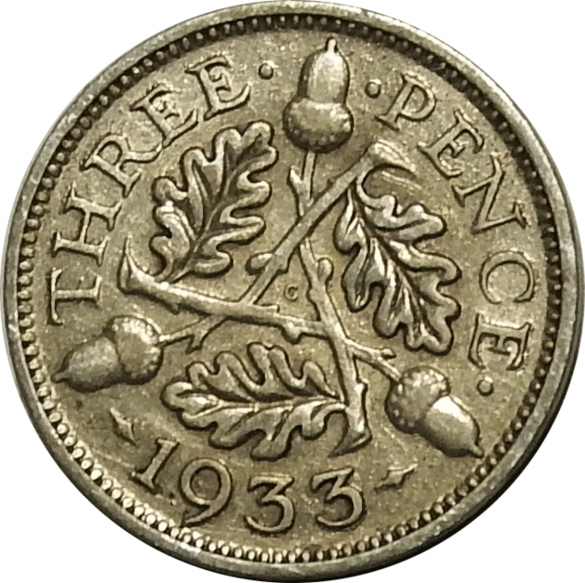 3 (THREE) PENCE - 1933 -  George V - 4th Issue - United Kingdom, British Overseas Territories