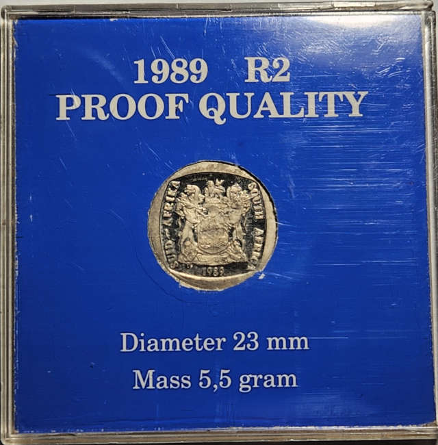 2 (TWO) RAND - 1989 - PROOF Quality - South Africa
