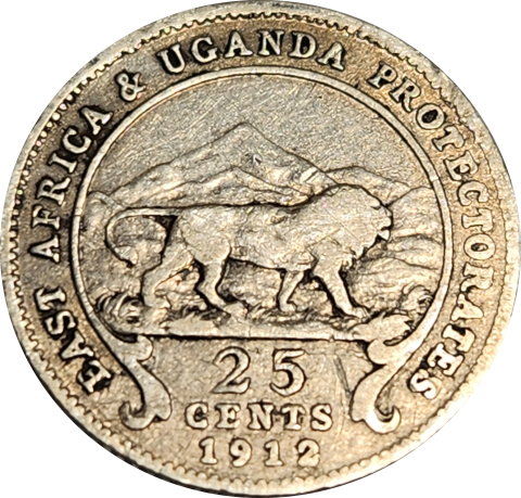 25 (TWENTY FIVE) CENTS - 1912 - East Africa UGANDA Protectorates