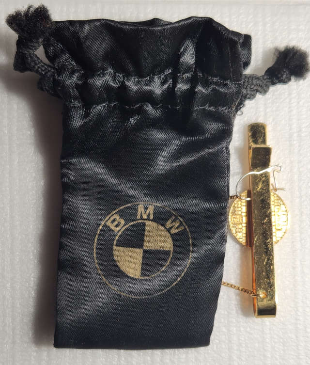 Tie Clip - Vintage BMW with Chain. Plated with original bag