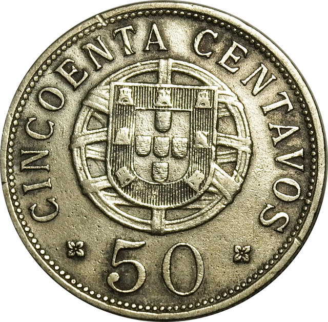 50 (FIFTY) CENTAVOS - 1927 - Angola  (Possible die break Error Coin)