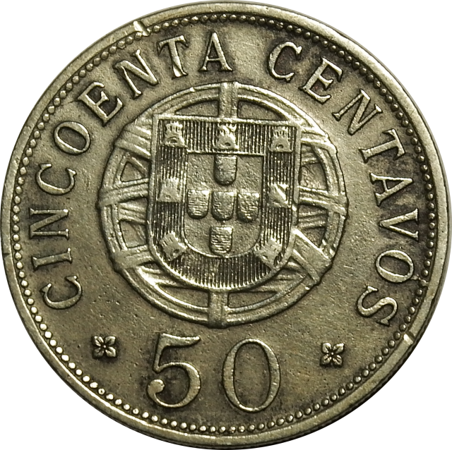 50 (FIFTY) CENTAVOS - 1927 - Angola  (Possible die break Error Coin)