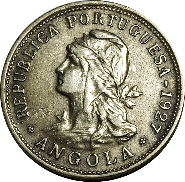 50 (FIFTY) CENTAVOS - 1927 - Angola  (Possible die break Error Coin)