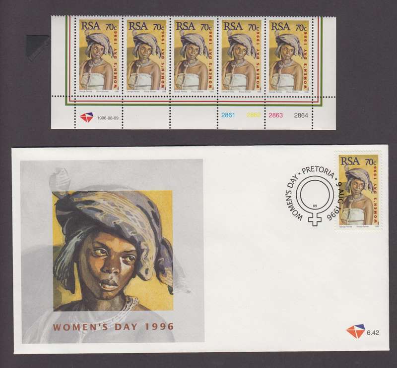 RSA - 1996 - National Woman's day - FDC 6.42 + MNH Control Strip (SACC 974)
