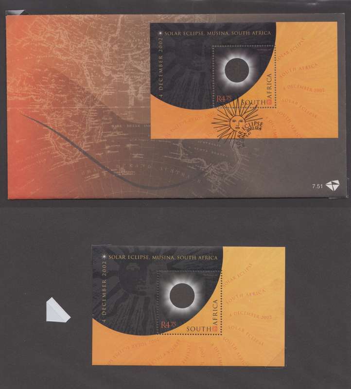 RSA - Solar Eclips FDC 7.51 + MS MNH - SACC 1528
