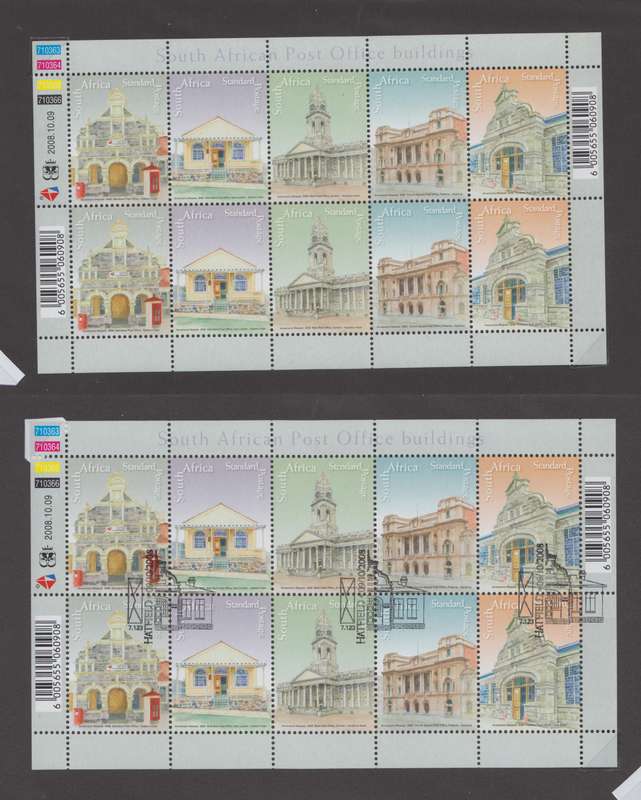 RSA - SA Postoffice Buildings Sheet MNH + CTO sheet MNH - SACC 1906-1910