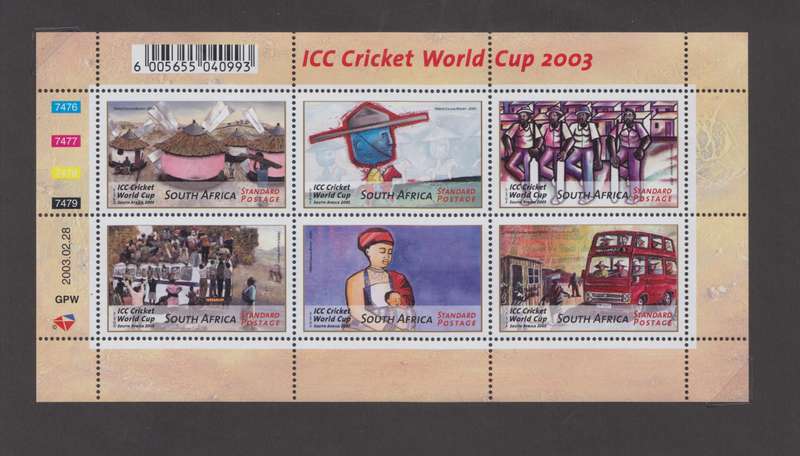RSA - ICC Cricket World cup 2003 MNH Sheetlet - SACC 1535