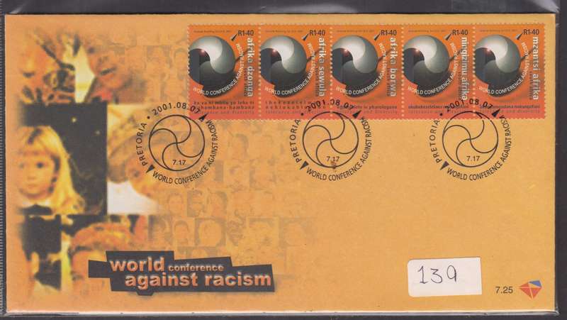 RSA - World Conference Against Racism FDC 7.25 + CTO Sheet MNH - SACC 1422-1431