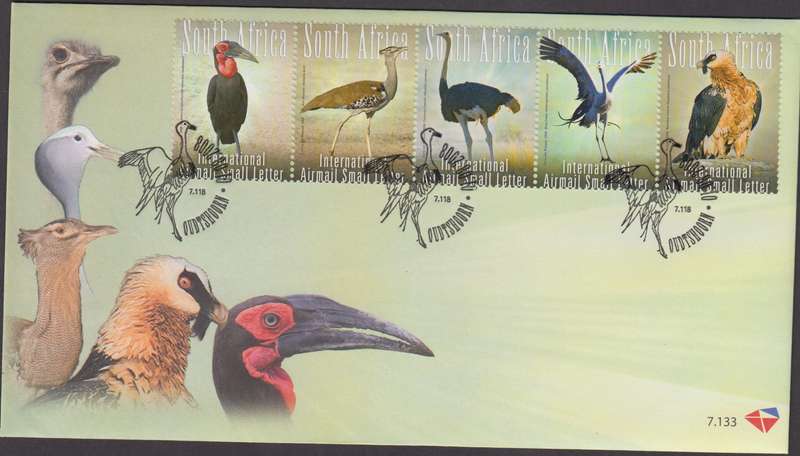 RSA - Big 5 Birds Sentenant Strip MNH + FDC 7.133 - SACC 1881-1885
