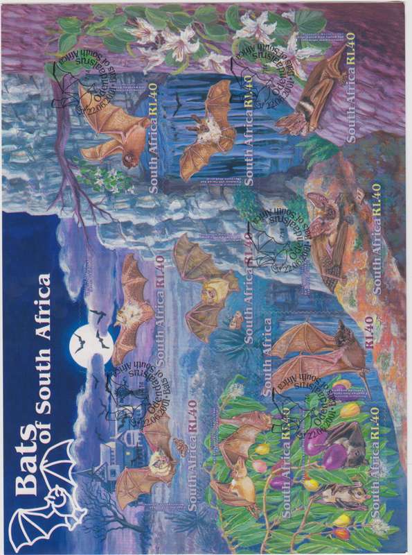 RSA - Bats of South Africa FDC 7.19 and 7.20 + CTO Sheet MNH - SACC 1420