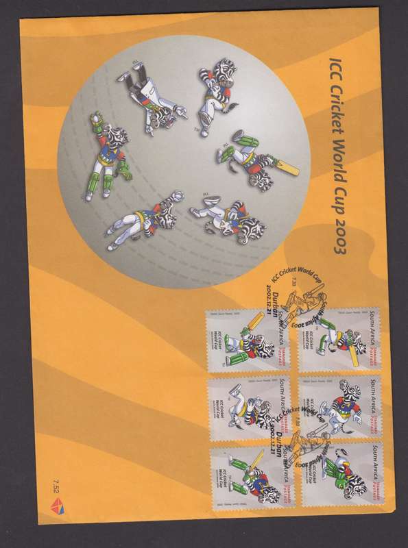 RSA - ICC Cricket World cup 2003 FDC 7.52 - SACC 1499-1504