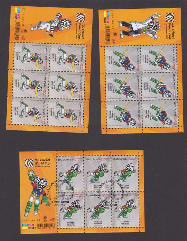 RSA - ICC Cricket World cup 2003- 6x Sheetlet MNH (Full set)  1 CTO Sheet - SACC 1499-1504