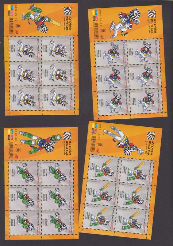 RSA - ICC Cricket World cup 2003- 6x Sheetlet MNH (Full set)  1 CTO Sheet - SACC 1499-1504