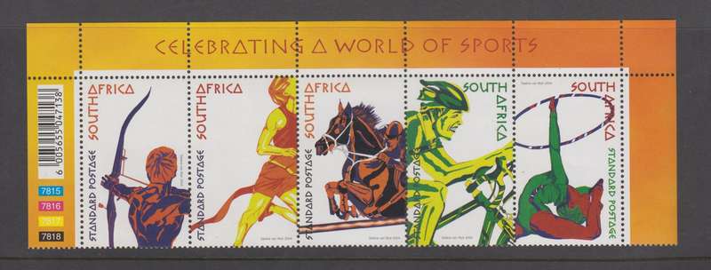 RSA - Celebrating World Sport - Top Setenant Strip (SACC 1646-1650)
