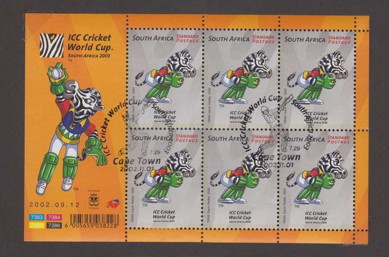 RSA - ICC Cricket world cup 2003 - CTO Sheetlet (SACC 1503)