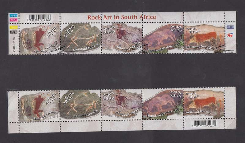 RSA - Rock Art in SA - Control strip and CTO Setenant strip (SACC 1758-1762)