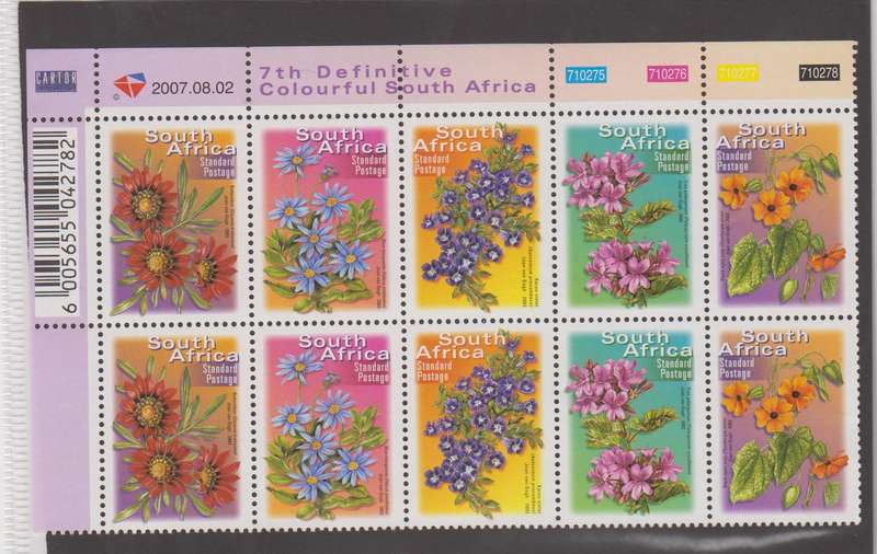 RSA - 7th Definitive Standard Postage (R1,93) - 2007/08/02 - Control block - SACC 1561-1565