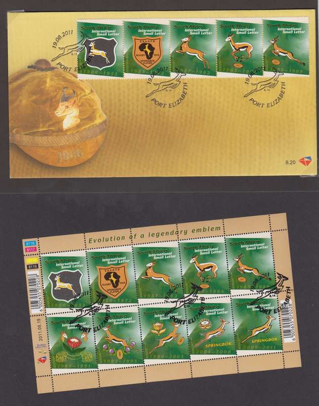 RSA - Evolution of Rugby FDC 8.20 + CTO Sheet MNH - SACC 2208