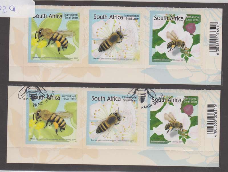 RSA - SA Bees 2017 - MNH Setenant strip + CTO Setenant strip - SACC