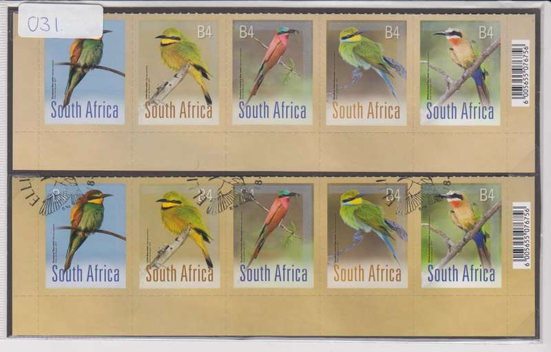 RSA - 2017 Bee-eaters - MNH Setenant strip + CTO Setenant strip - SACC