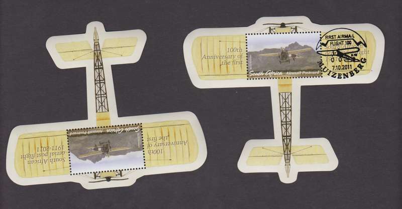 RSA - 2011 100th Anniversary of 1st Airmail flight - MNH Miniature sheet + CTO - SACC 2211