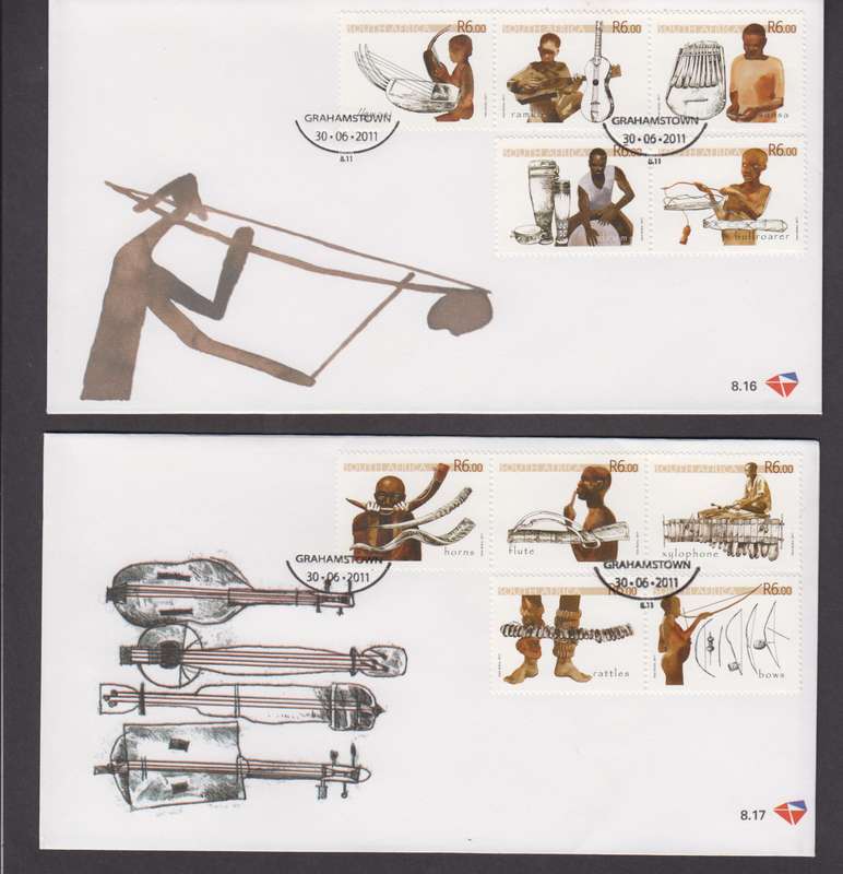 RSA - 2011 Rare Musical Instruments - FDC 8.16 & 8.17  - SACC 2185
