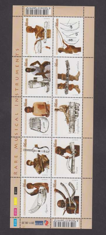 RSA - 2011 Rare Musical Instruments - MNH sheet  - SACC 2185