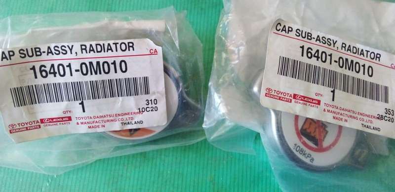 TWO NEW ORIGINAL TOYOTA RADIATOR CAPS AS PER IMAGE.