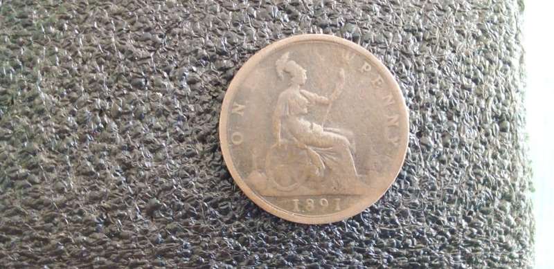 BRITISH 1891 ONE PENNY COIN.