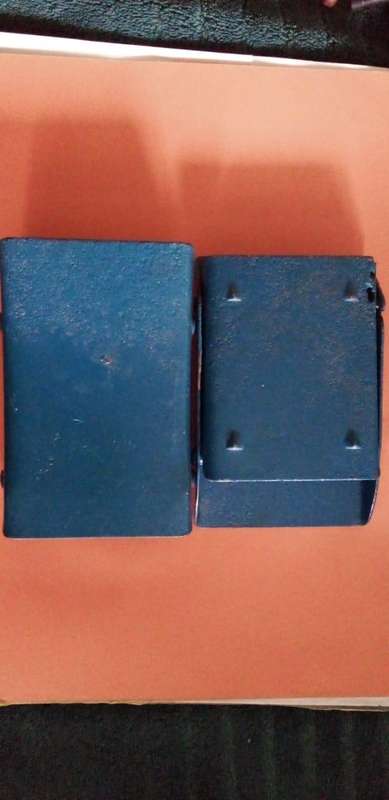 A SET OF OLD VEHICLE TYRE WEDGES.
