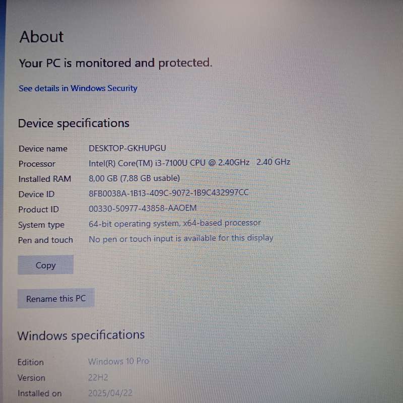 HP 640 G3 i3-7th Gen 8GB - 250GB SSD